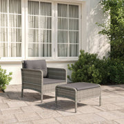 Loungeset 2-delig poly rattan grijs