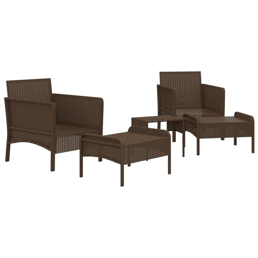 5-Delige Loungeset Met Kussens Poly Rattan Bruin