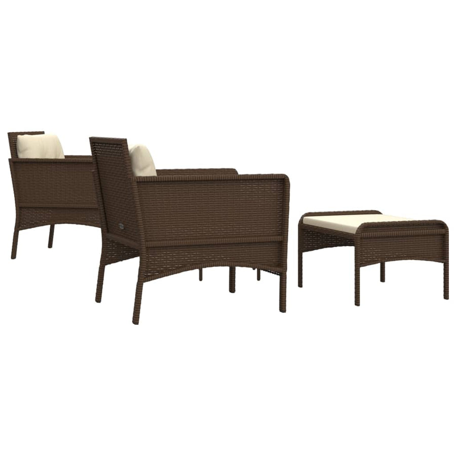 5-Delige Loungeset Met Kussens Poly Rattan Bruin