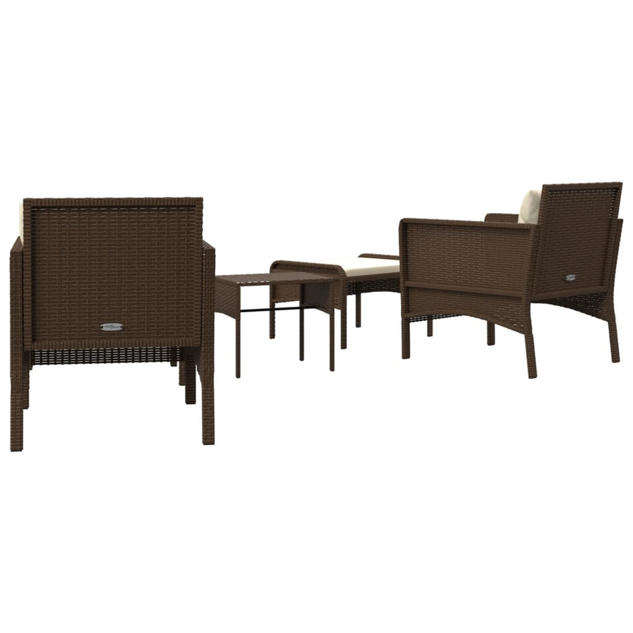 5-Delige Loungeset Met Kussens Poly Rattan Bruin