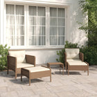 5-Delige Loungeset Met Kussens Poly Rattan Bruin