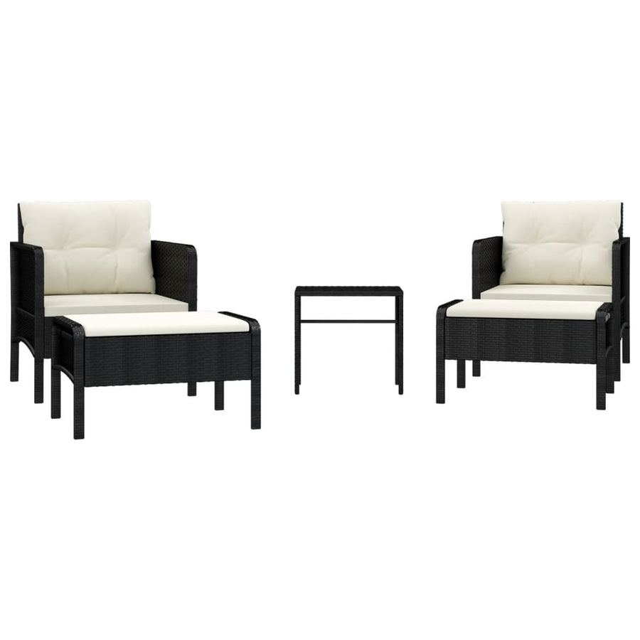 5-Delige Loungeset Met Kussens Poly Rattan Zwart