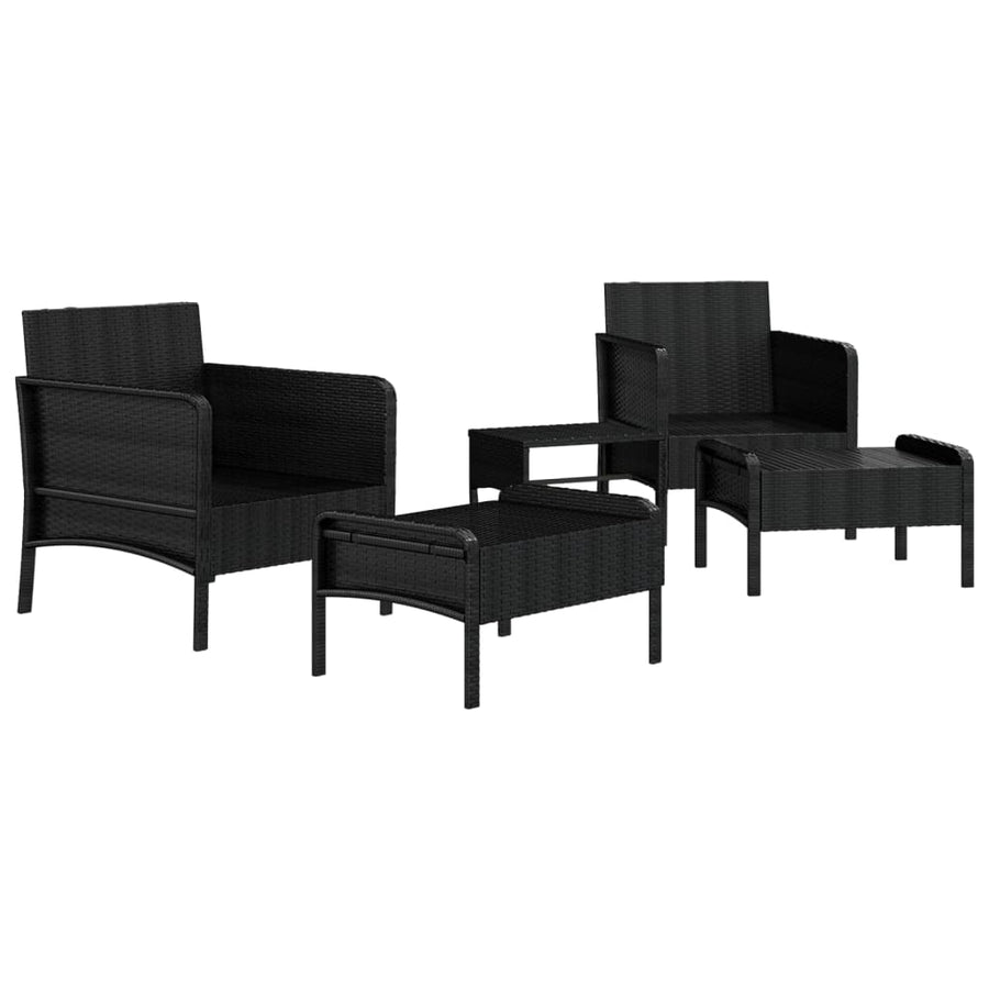 5-Delige Loungeset Met Kussens Poly Rattan Zwart