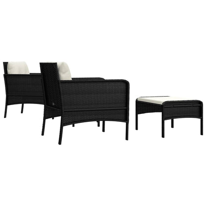 5-Delige Loungeset Met Kussens Poly Rattan Zwart