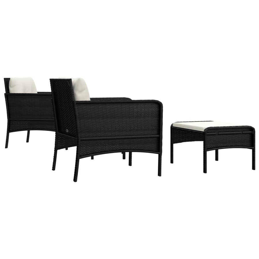 5-Delige Loungeset Met Kussens Poly Rattan Zwart