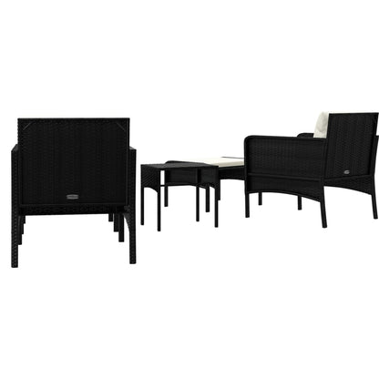 5-Delige Loungeset Met Kussens Poly Rattan Zwart