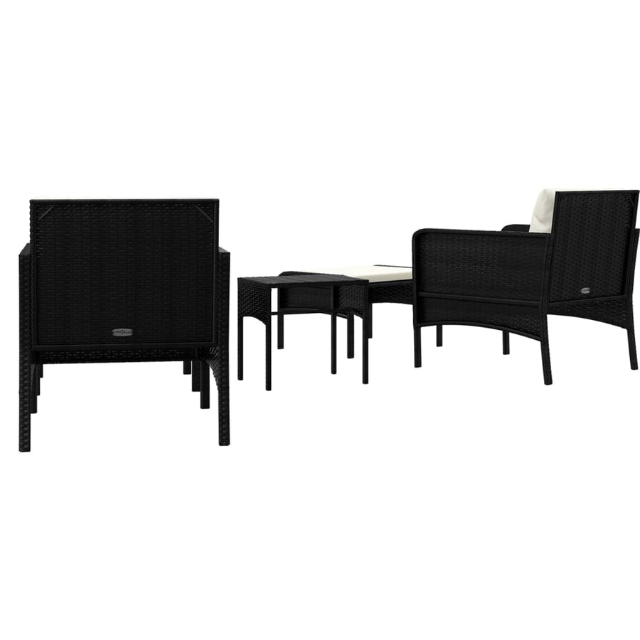 5-Delige Loungeset Met Kussens Poly Rattan Zwart