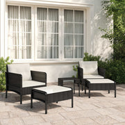Loungeset 5-delig poly rattan zwart