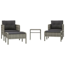 5-Delige Loungeset Met Kussens Poly Rattan Grijs