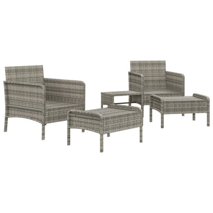 5-Delige Loungeset Met Kussens Poly Rattan Grijs