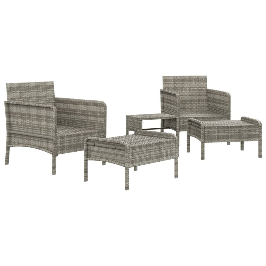 5-Delige Loungeset Met Kussens Poly Rattan Grijs
