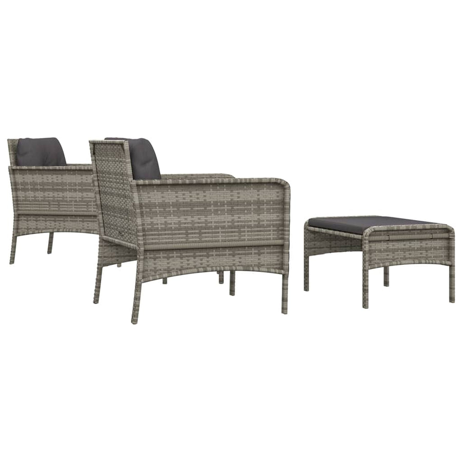 5-Delige Loungeset Met Kussens Poly Rattan Grijs