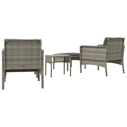 5-Delige Loungeset Met Kussens Poly Rattan Grijs