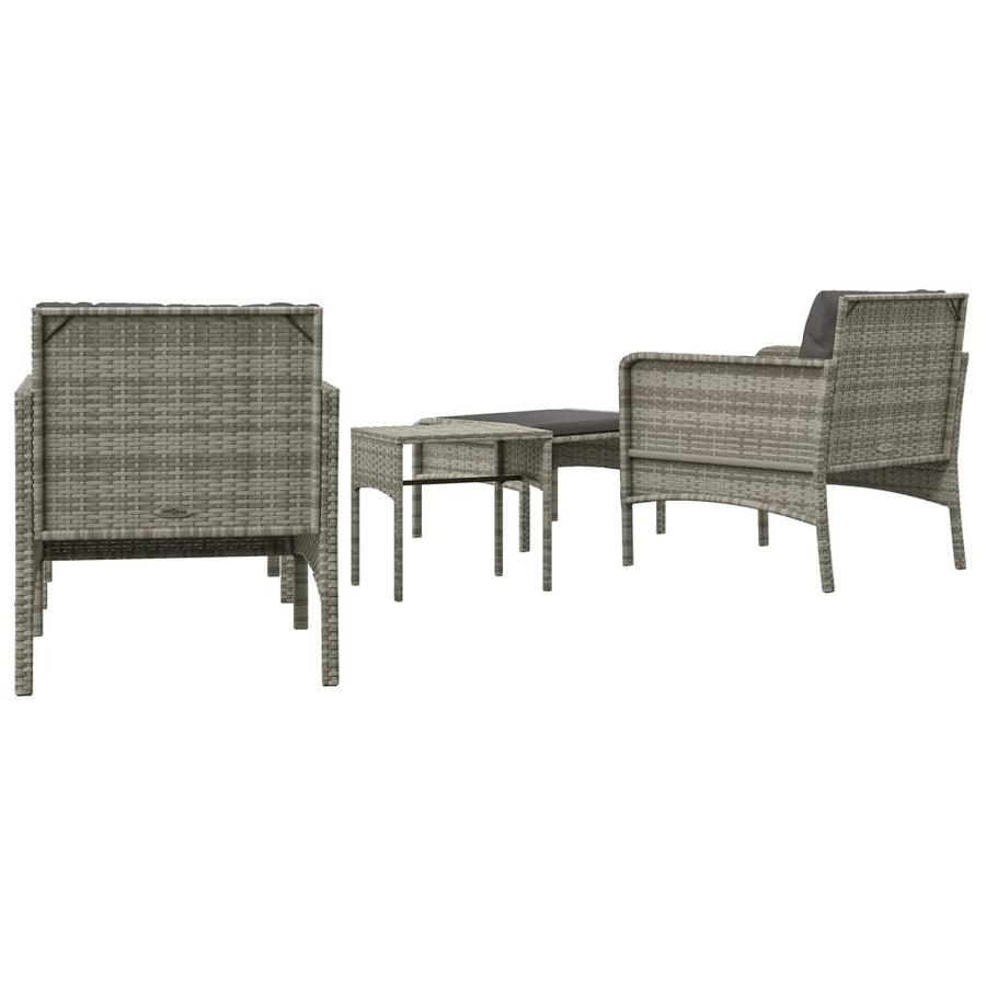 5-Delige Loungeset Met Kussens Poly Rattan Grijs