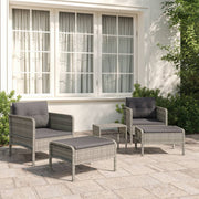 Loungeset 5-delig poly rattan grijs