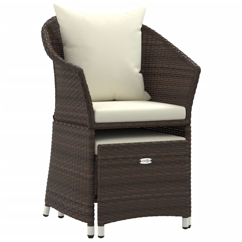 2-Delige Loungeset Met Kussens Poly Rattan Bruin
