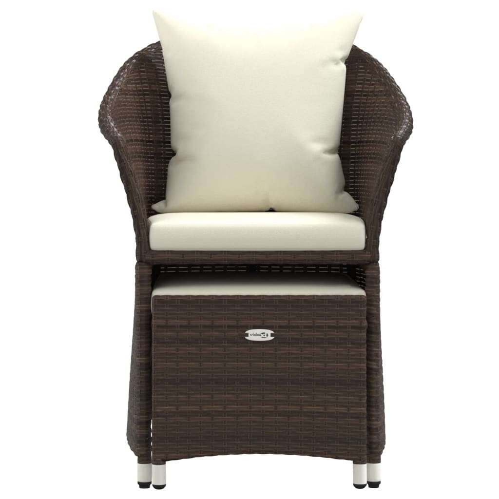 2-Delige Loungeset Met Kussens Poly Rattan Bruin