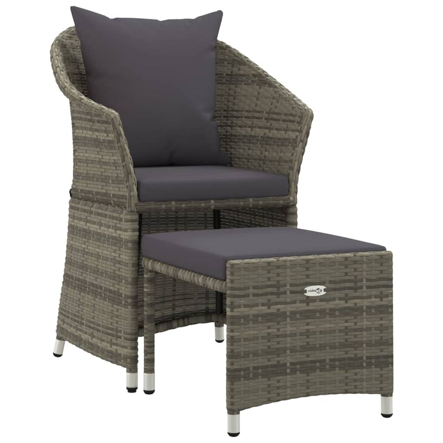 2-Delige Loungeset Met Kussens Poly Rattan Grijs