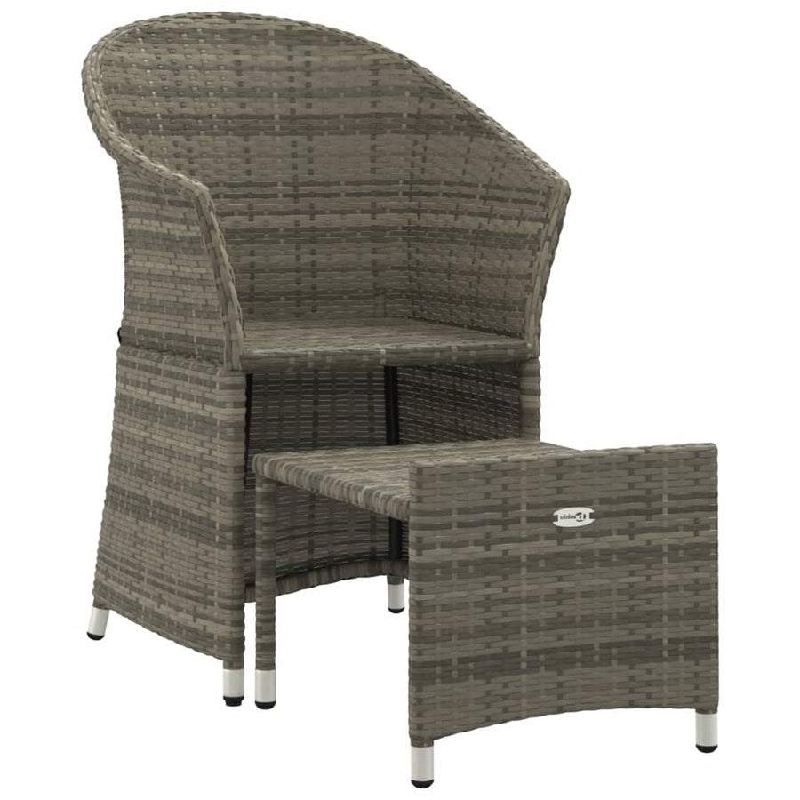 2-Delige Loungeset Met Kussens Poly Rattan Grijs