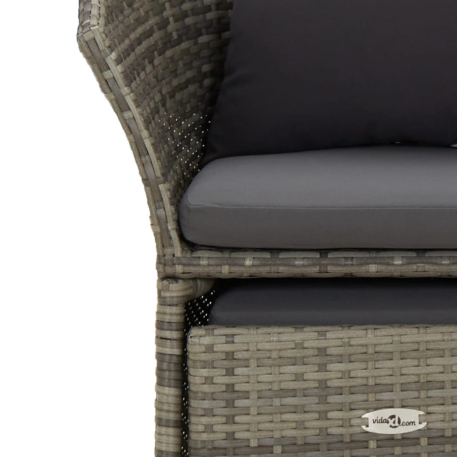 2-Delige Loungeset Met Kussens Poly Rattan Grijs