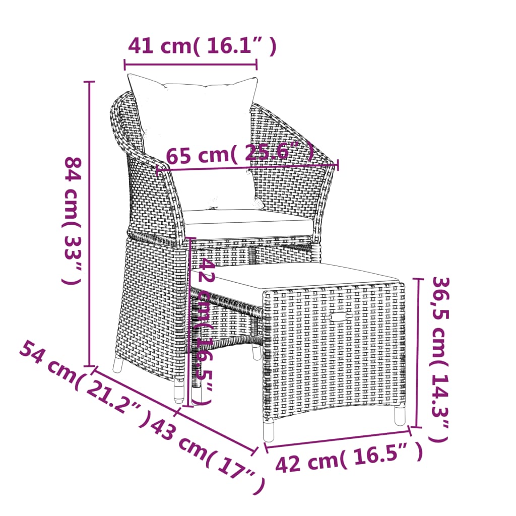 2-Delige Loungeset Met Kussens Poly Rattan Grijs