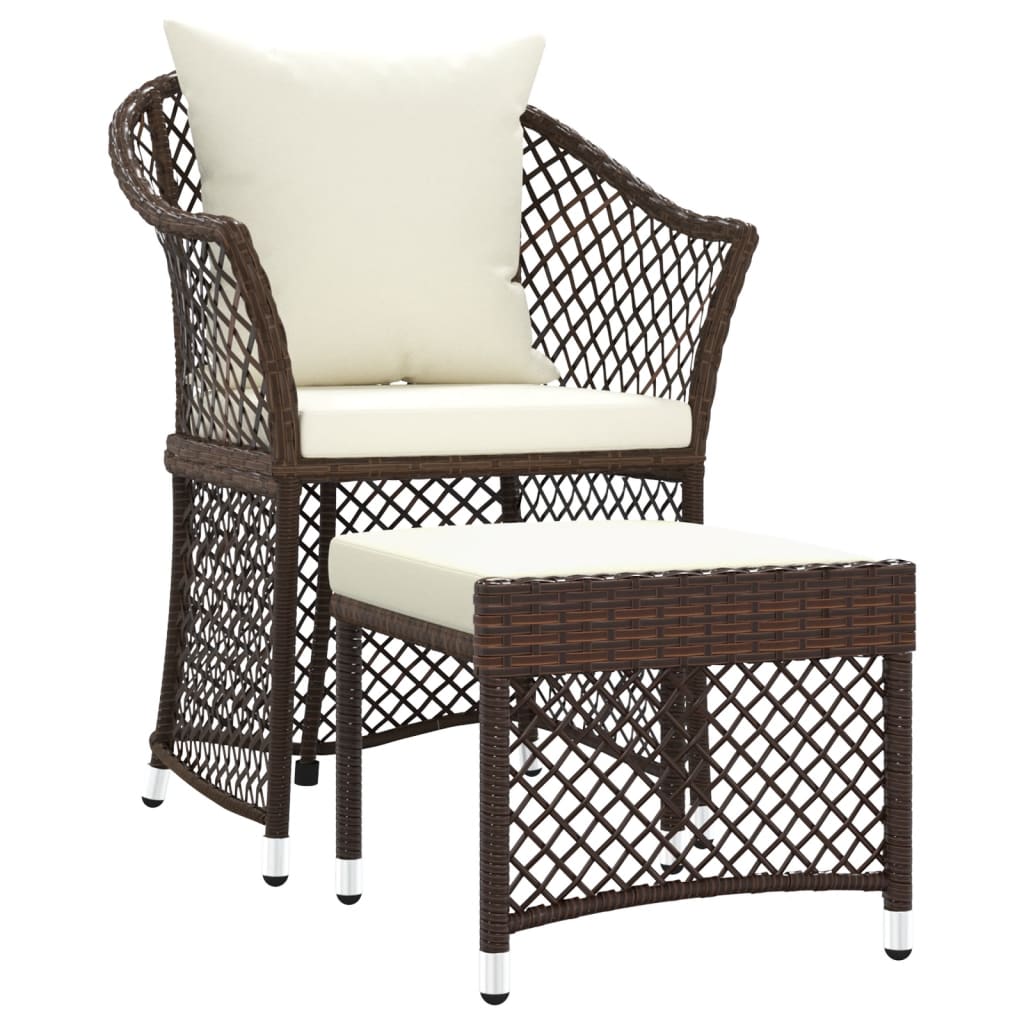 -Delige Loungeset Met Kussens Poly Rattan Bruin