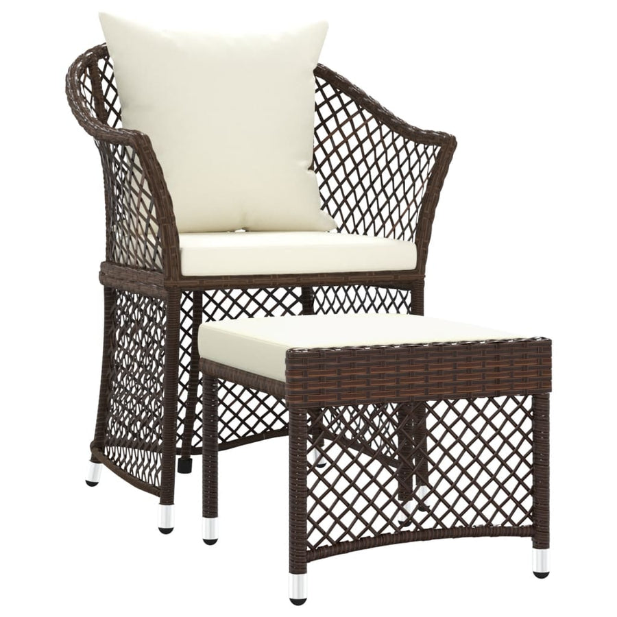 -Delige Loungeset Met Kussens Poly Rattan Bruin