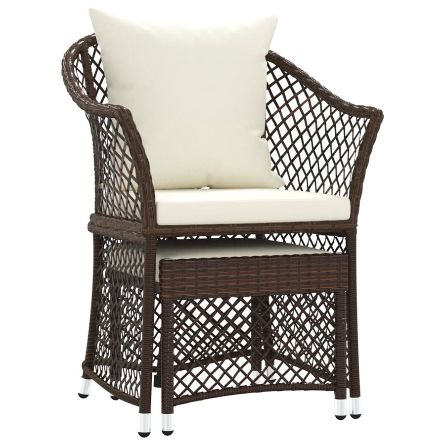 -Delige Loungeset Met Kussens Poly Rattan Bruin