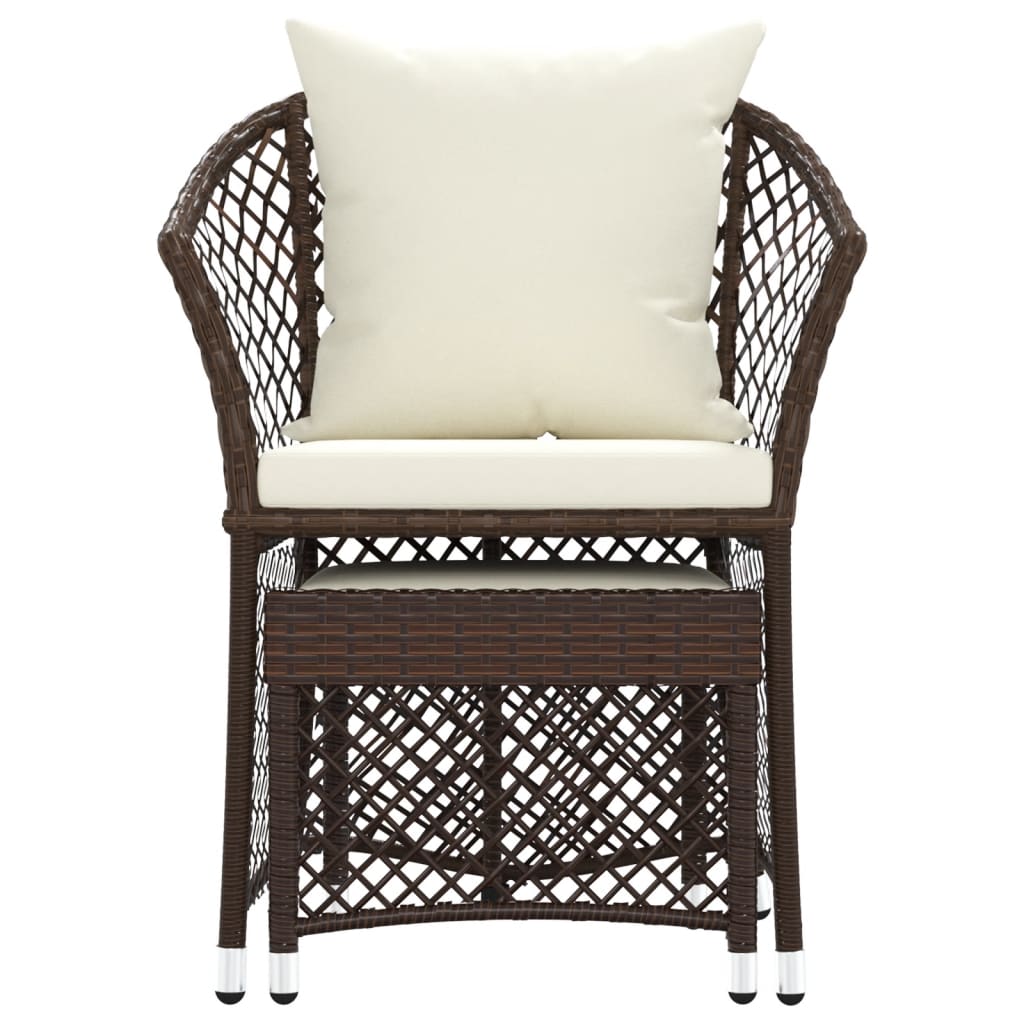 -Delige Loungeset Met Kussens Poly Rattan Bruin