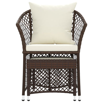 -Delige Loungeset Met Kussens Poly Rattan Bruin