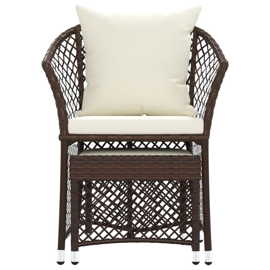 -Delige Loungeset Met Kussens Poly Rattan Bruin