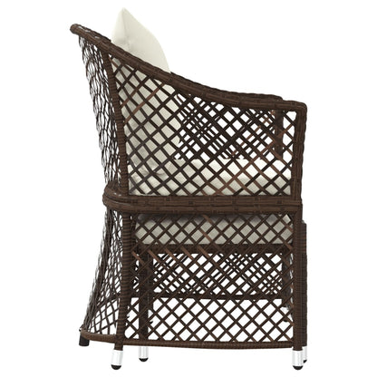 -Delige Loungeset Met Kussens Poly Rattan Bruin