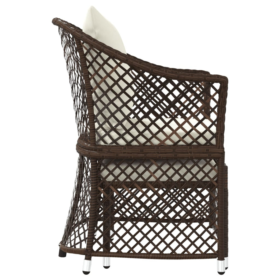 -Delige Loungeset Met Kussens Poly Rattan Bruin