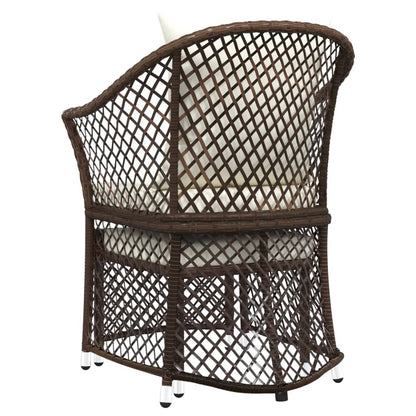 -Delige Loungeset Met Kussens Poly Rattan Bruin