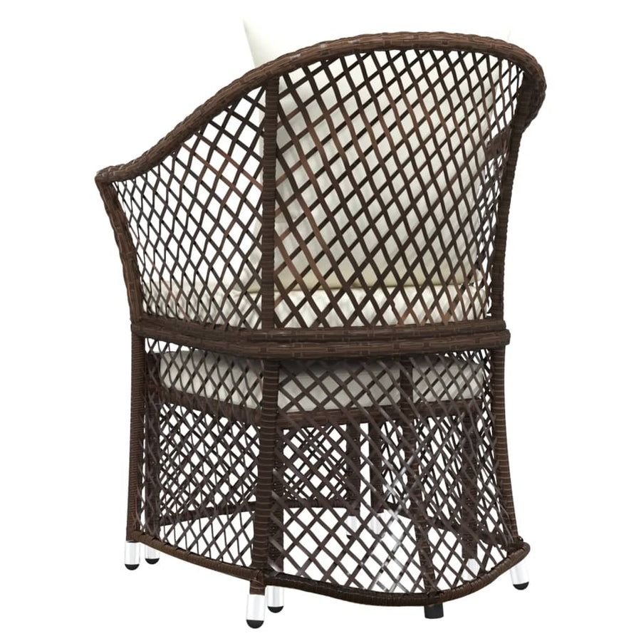 -Delige Loungeset Met Kussens Poly Rattan Bruin