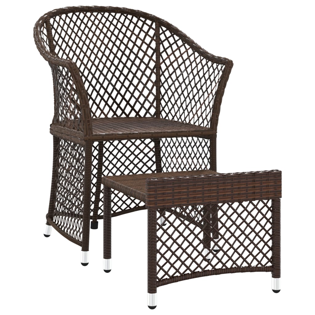 -Delige Loungeset Met Kussens Poly Rattan Bruin