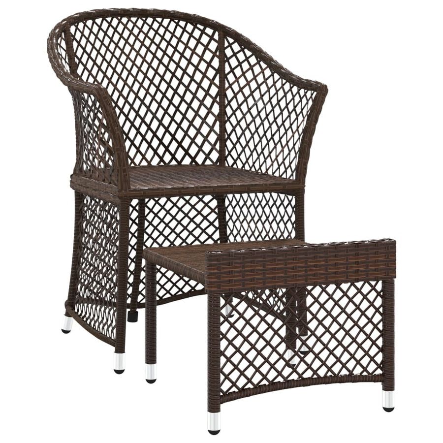 -Delige Loungeset Met Kussens Poly Rattan Bruin