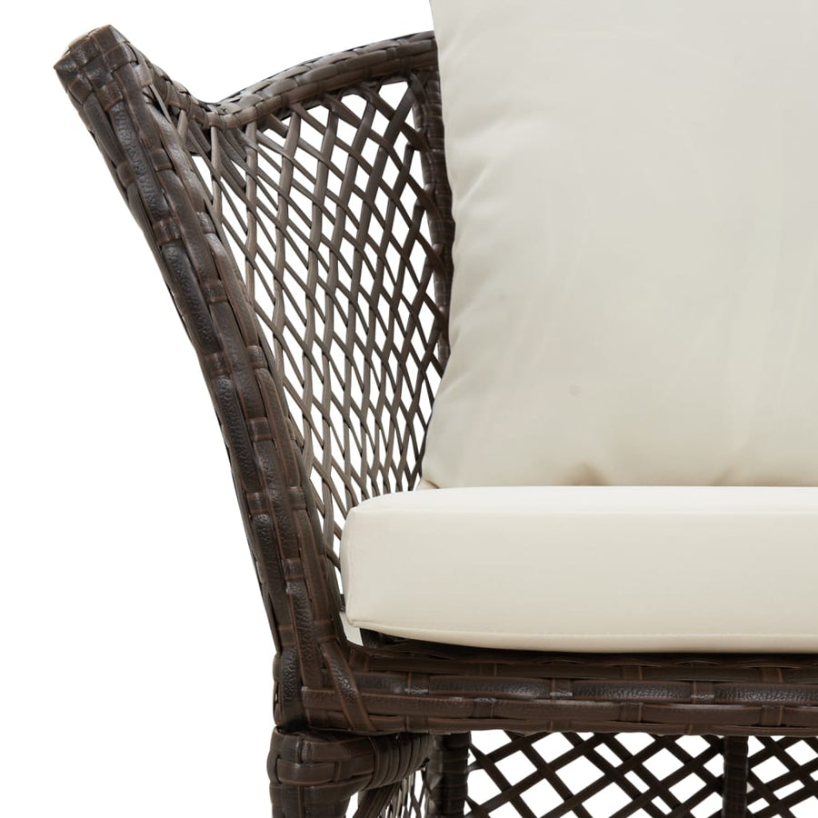 -Delige Loungeset Met Kussens Poly Rattan Bruin