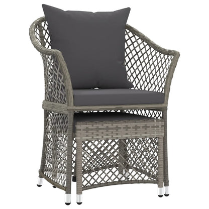 -Delige Loungeset Met Kussens Poly Rattan Grijs