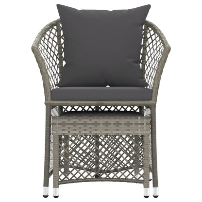 -Delige Loungeset Met Kussens Poly Rattan Grijs