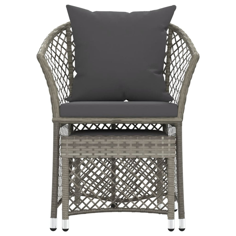 -Delige Loungeset Met Kussens Poly Rattan Grijs