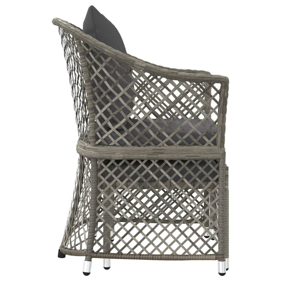-Delige Loungeset Met Kussens Poly Rattan Grijs