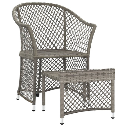 -Delige Loungeset Met Kussens Poly Rattan Grijs
