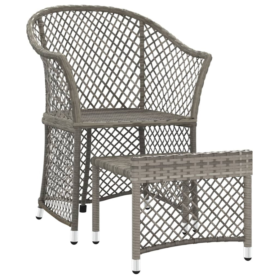 -Delige Loungeset Met Kussens Poly Rattan Grijs
