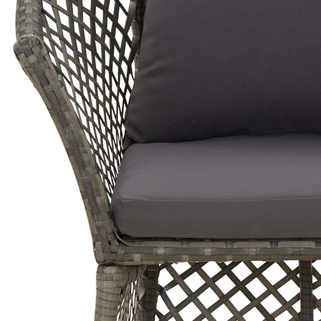 -Delige Loungeset Met Kussens Poly Rattan Grijs