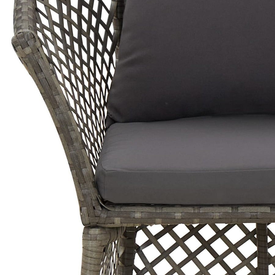 -Delige Loungeset Met Kussens Poly Rattan Grijs