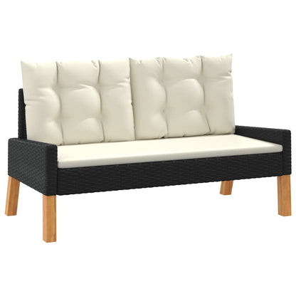 4-delige Loungeset met kussens poly rattan en massief hout
