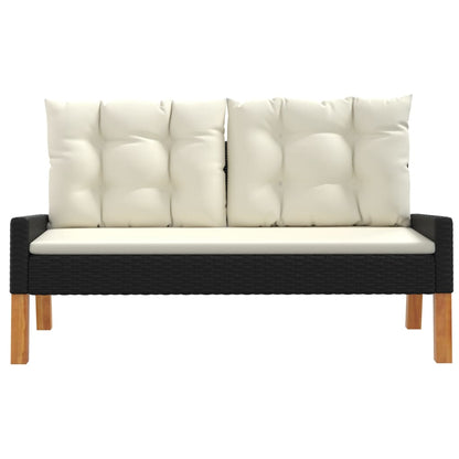 4-delige Loungeset met kussens poly rattan en massief hout