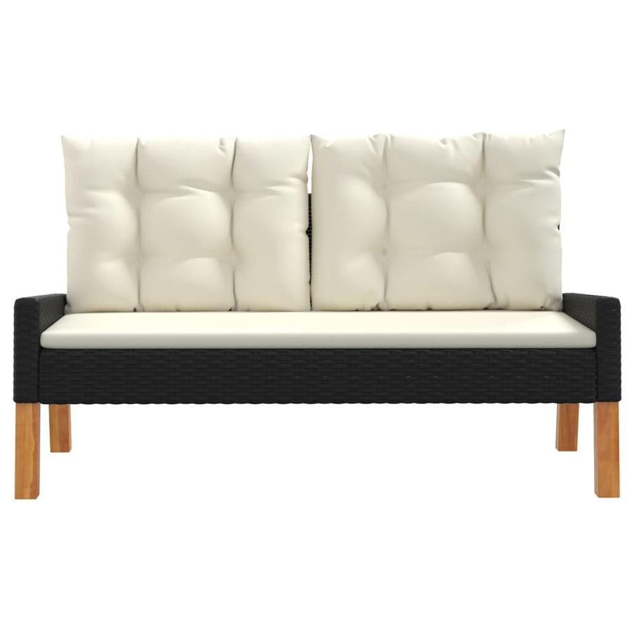 4-delige Loungeset met kussens poly rattan en massief hout