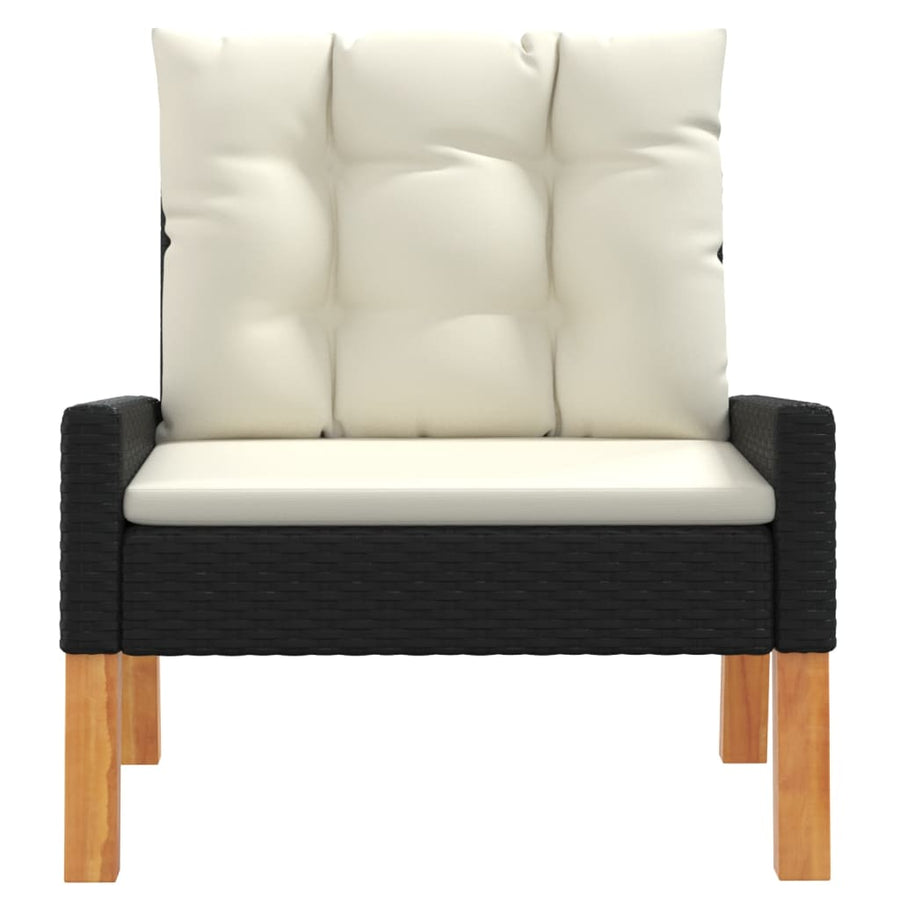 4-delige Loungeset met kussens poly rattan en massief hout